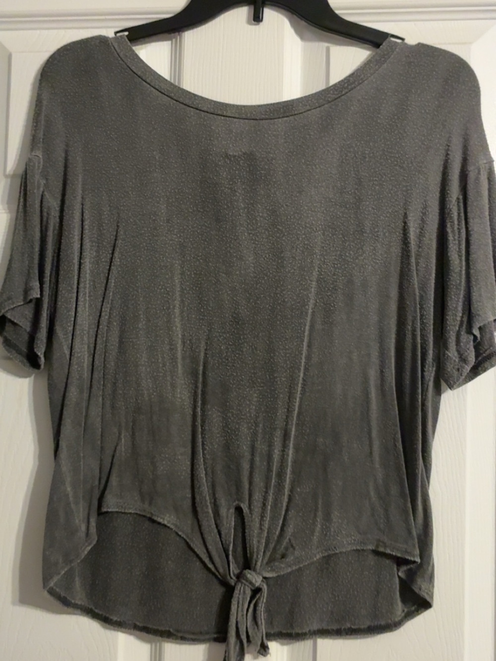 Gray Tie-Front Women's Top
